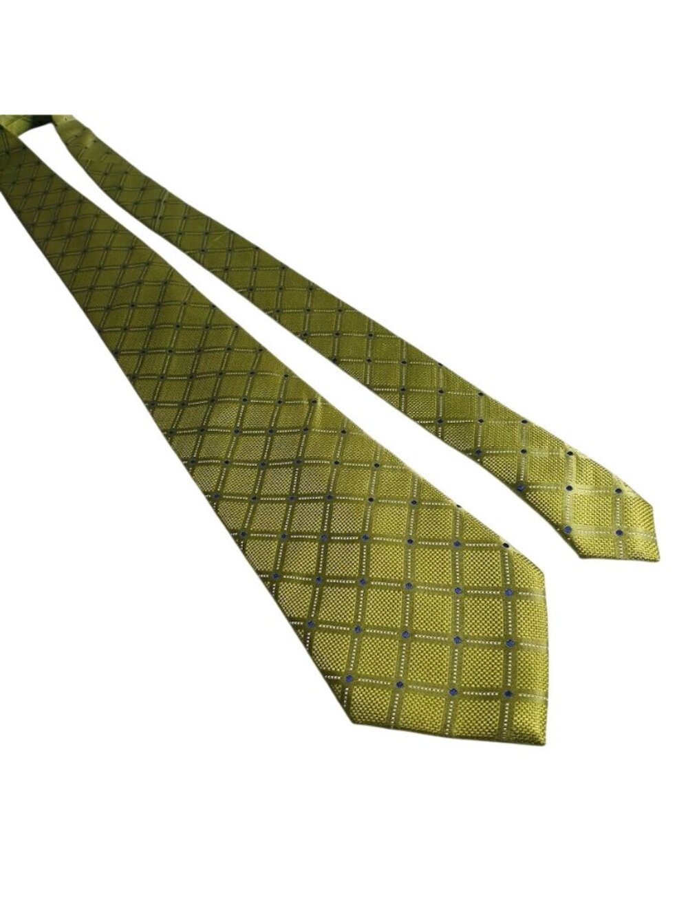 Resilio Mens Tie Green Diamond Pattern Blue Stripe Lining Designer Office Work